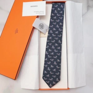 Sin usar por alguna razón Hermes corbata caballo patrón con caja de JAPÓN - Imagen 1 de 16