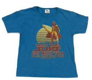 Star Wars “May The Surf Be With You” Dana Point Youth T-Shirt Sz Medium Blue - Picture 1 of 5