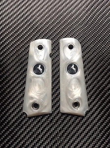 Gorgeous White Pearl Resin Grip For Colt 1911 FULL SIZE Kimber Taurus Handmade - Picture 1 of 2