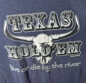 Vintage Hemd Herren XL Kurzarm Texas Hold'em Poker 2004 100% Baumwolle River - Bild 1 von 10