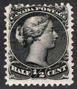Canada Sc 21 Black 1/2¢ 1868 Hinge Remnant Full Original Gum Nice! - Picture 1 of 1