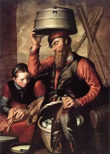 Oil painting pieter aertsen - vendor of fowl figures with poultry eggs on canvas - Picture 1 of 1