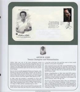 2005 Arthur Ashe tennis player Sc 3936 Flushing NY on info page PCS cachet - Picture 1 of 1