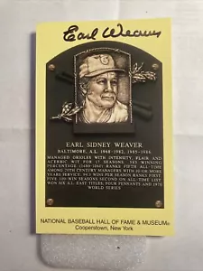 Cartolina Targa EARL WEAVER Firmata AUTO Giallo HOF Orioles - Foto 1 di 6