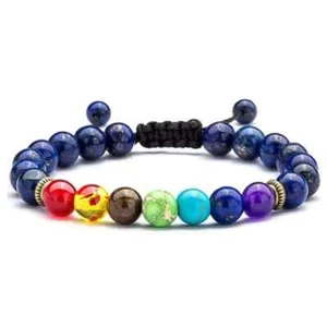 Bracciale Sette Chakra Perline Intrecciate Lazurite Occhio di Tigre Pietra Yoga Braccialetto Energia - Foto 1 di 19