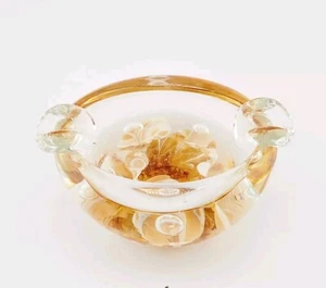 Vtg Ashtray Paperweight JOE ST. CLAIR Art Glass Trumpet Flowers Beautiful - Picture 1 of 7