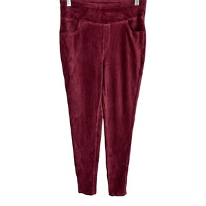 Denim & Co. Women's Regular Smooth Waist Knit Cord Leggings Wine X-Small Size - Picture 1 of 2