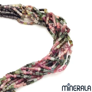 [WHOLESALE] NATURAL MULTI-COLOR TOURMALINE GEMSTONE SQUARE CYLINDER BEADS 14.5"  - Picture 1 of 4