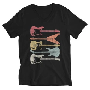 Guitarras Eléctricas Retro Vintage Músico Música Guitarra Amante Regalo Cuello en V - Imagen 1 de 3