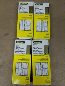 4 Sets Stanley 08-2100 SATIN MESSING QUADRAT ECKE 3-1/2" TÜRSCHARNIERE mit Schrauben - Bild 1 von 3
