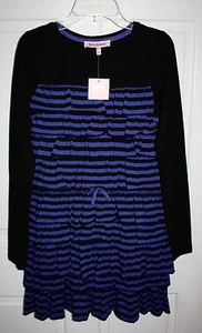 Nuevo con etiquetas Vestido Juicy Couture Azul/Negro Rayas Volantes Talla XL 12/14 para Niñas - Imagen 1 de 4