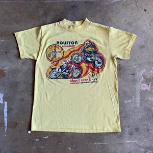 1977 VINTAGE 70s AMA MOTORCYCLE FLAT TRACK RACING T-SHIRT SZ S HOUSTON ASTRODOME - Picture 1 of 13