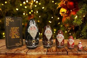 Horror creepy nightmare Krampus Santa claus russian dolls nesting set christmas 
