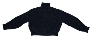 H&M Knit Sweater Dark Gray Melange Boxy Wool Blend Mock Turtleneck Womens S - Picture 1 of 8