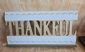 Thankful Decor Sign Word Wood Scripted WOOD Fall Decoration Free Standing - Picture 1 of 8