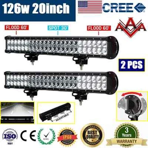 2x 20inch 126W CREE LED DRIVING LIGHT OFFROAD WORK BAR 12V 24V AUTO LAMP 144W - Picture 1 of 11