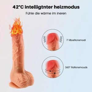 Vibrator Penis Dildo Realistischer G-Punkt Stoß-funktion Heizung Mit Saugnapf - Bild 1 von 13