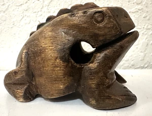 Vintage handgeschnitzt Holz Frosch Guiro Percussion Instrument Ribbit Sound 3 Zoll Dez - Bild 1 von 9
