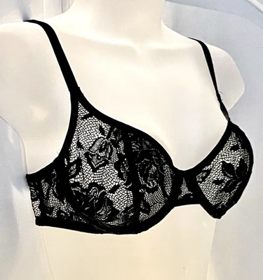 Sujetador de encaje negro vintage VICTORIA’S SECRET estilo con aros 3701 34C Foto 1 de 4