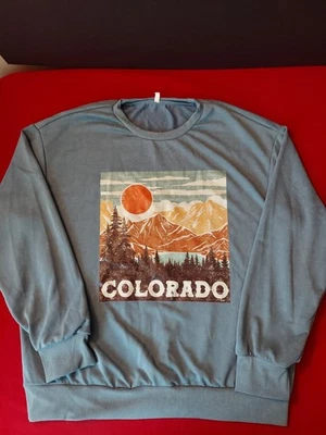 Sudadera Pullover Colorado Cuello Redondo Para Mujer Grande Azul Foto 1 de 4