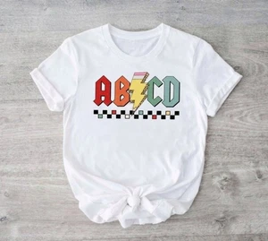 ABCD School Teacher Tshirt Small-Large AC/DC Rock Band Inspired Women's Tee - Picture 1 of 1
