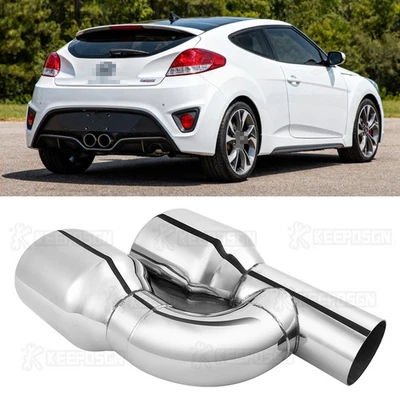 Punta de escape trasera tubo largo cromo 2,5" entrada 4" salida 12"" para Hyundai Veloster Foto 1 de 4