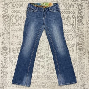 Adiktd Jeans Women's Embroidered Blue Denim Medium Wash Straight Leg Size 8 W30 - Picture 1 of 7