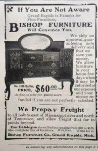 Grand Rapids Michigan Vintage Print Ad 1902 BISHOP FURNITURE - Picture 1 of 2