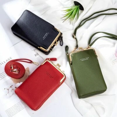 Crossbody Leather Phone Bag Women Small Matte Shoulder Messenger Bag Clutch  - Image 1 of 4