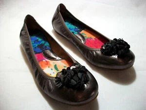 NEW BORN METALLIC BLUMEN SPITZE LEDER BALLERINAS SLIPPER GR. 6,5 US 37 EU  - Bild 1 von 7