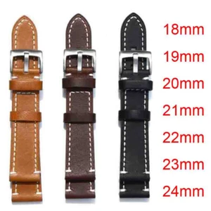 Men Thick Genuine Leather Watch Band Wristwatch Belt Replacement Strap 18mm-24mm - Picture 1 of 15