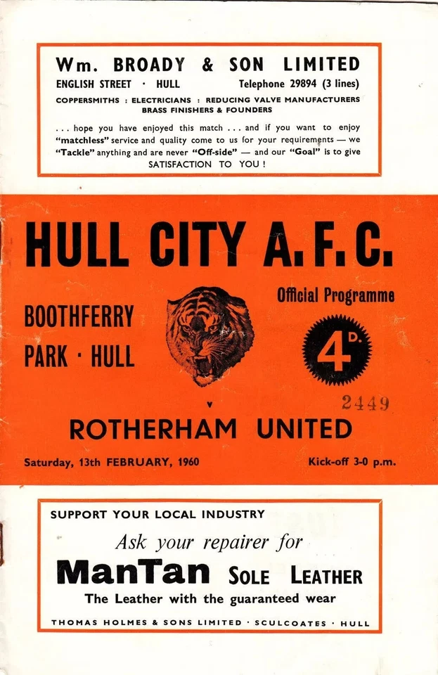 1959 1960  Hull City v Rotherham United - Image 1 of 1