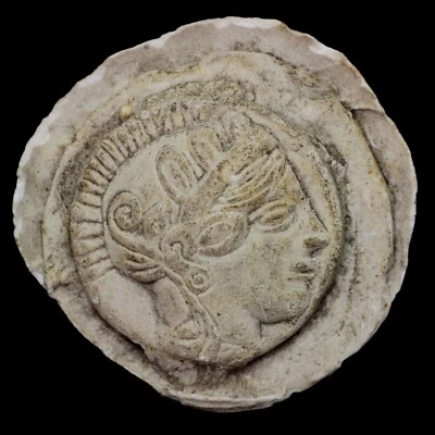 Attica Athena Owl Tetradrachm Ancient Greek Silver Coin Obv. Plaster Cast 37mm - Image 1 of 2