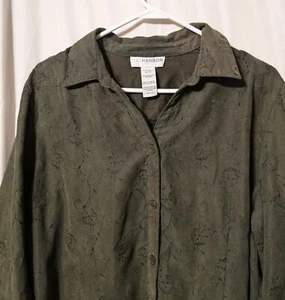 Camisa Sag Harbor Talla 1X Microgamuza Floral Abotonada Para Mujer Camisa Verde De Colección - Imagen 1 de 5