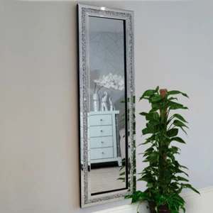 Mirror Large Full Length Art Deco Wall Glass Crush Diamond Long Frame 120 x 40cm - Picture 1 of 5