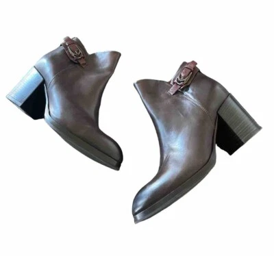 Alberto Fermani Botines Cuero 37/6.5 Marrón Grueso Tacón Bloque Foto 1 de 4