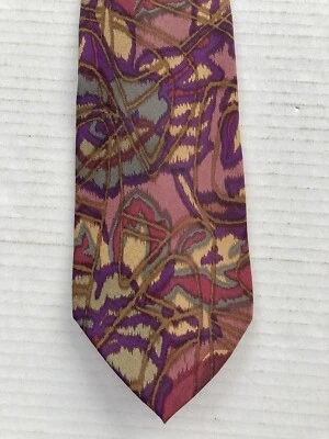 Enrico Coveri 男式领带丝绸多色抽象意大利制造 — 第 1/4 张图片