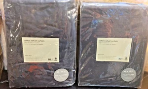 West Elm Two (2) Cotton Velvet Curtains 48x96 Stormy Blue NWT Unlined - Picture 1 of 1