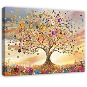 Leinwand Bilder Abstrakt Baum Beige Wandbilder XXL Groß Leinwandbild Wanddeko 11 - Bild 1 von 7