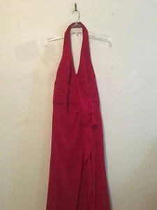 David's Bridal Size 14 Wine Red Halter Neck Gown Bridesmaid Wedding Formal Dress - Picture 1 of 2