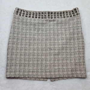The Limited Studded Side Zip Pencil Skirt Womens 12 Textured Brown, Black, White - Picture 1 of 7