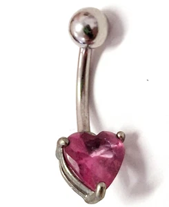 Anillo Vientre Gemado Corazón Rosa Punta No Cuelga Acero Naval - Imagen 1 de 3