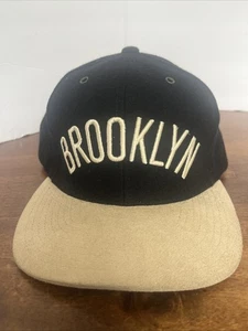 Brooklyn Nets Mitchell & Ness Leather Strap Hat Black and White Adjustable NBA - Picture 1 of 13