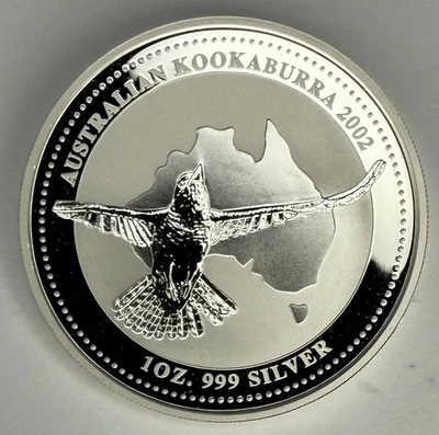 2002, 1 oz, .999 SILVER AUSTRALIAN KOOKABURRA in GEM MINT CONDITION - Image 1 of 2
