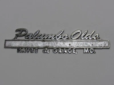 Etiqueta emblema insignia de concesionario de metal Maryland Havre dGrace Palumbo Oldsmobile de colección Foto 1 de 2
