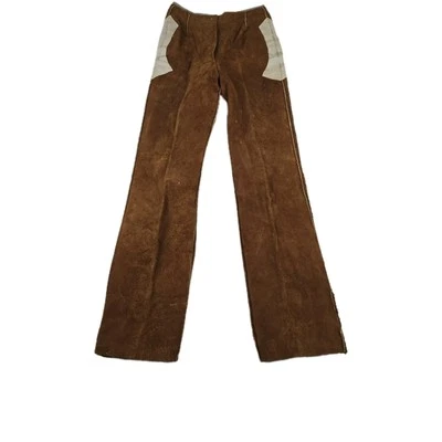 复古正品牛皮皮裤南斯拉夫女式 5/6 码内衬棕色 — 第 1/4 张图片