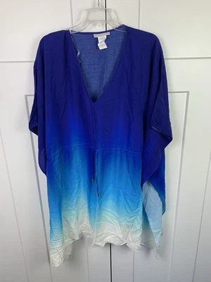 Maiô La Blanca Resort XL Ocean Oasis cobertura túnica azul Kaftan cruzeiro piscina - Imagem 1 de 4