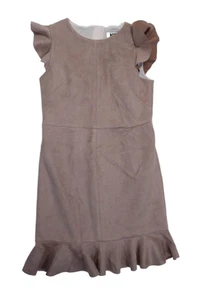 Milly Minis Girls Ruffle Trim Round Neck Sleeveless Zip Up Dress Pink Size 14 - Picture 1 of 6