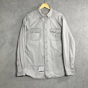 Carhartt FR Shirt Men’s Large Gray Button Down Long Sleeve Utility Workwear - Picture 1 of 13