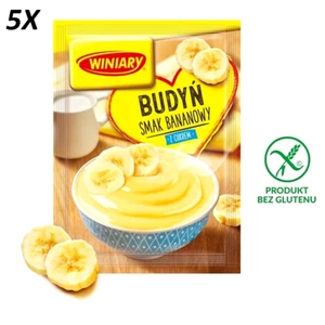 5-Pack Winiary Banana Pudding With Sugar Budyn Truskawkowy z Cukrem Bag 60g - Picture 1 of 3